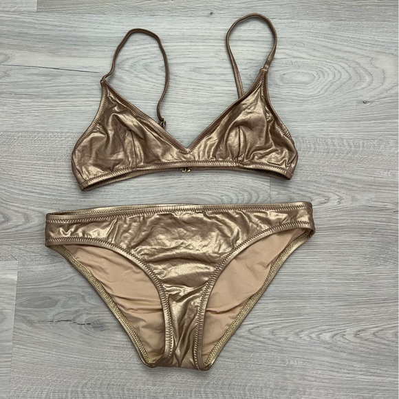 J. Crew Metallic Gold French Bikini Set - Picture 2 of 7